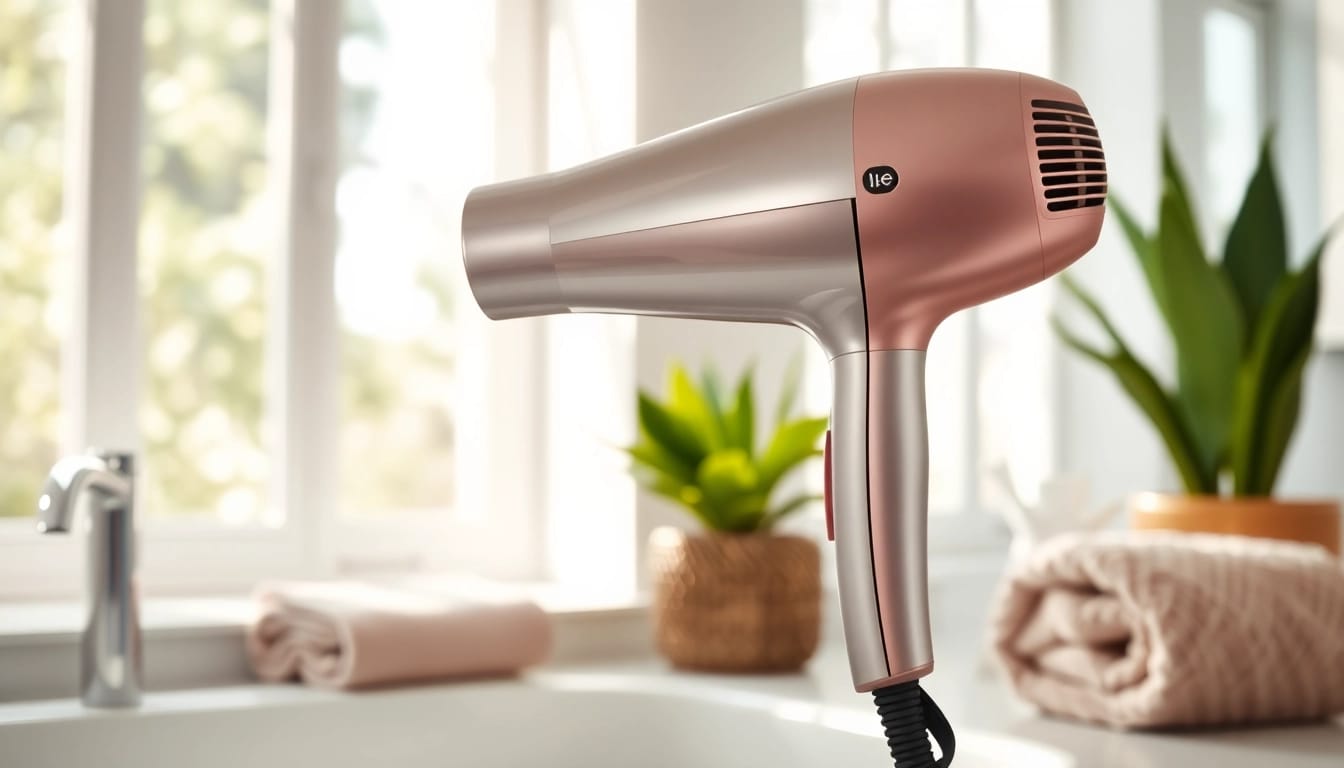 Laifen se Haarföhn auf einem modernen Badezimmerregal, elegant und funktionell.