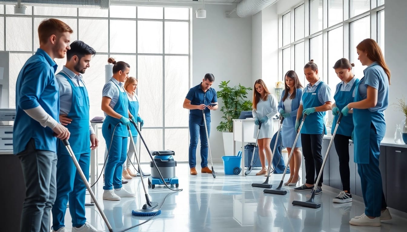 Effiziente praxisreinigung berlin in modernem Büro mit professionellen Reinigungskräften.
