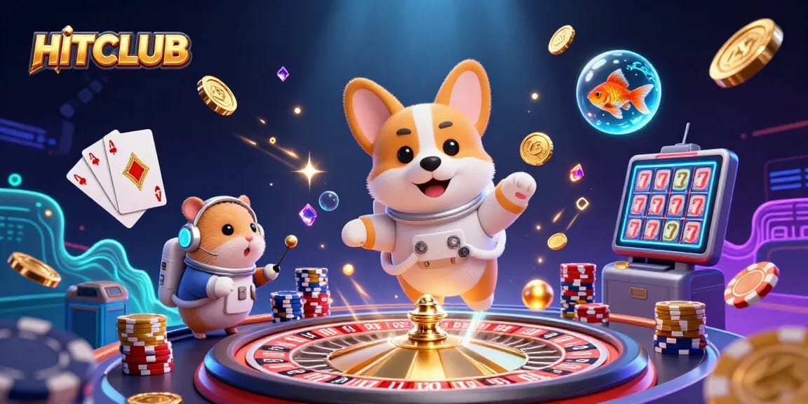 Experience thrilling gameplay at HITCLUB with vibrant casino elements and characters in a dynamic scene.