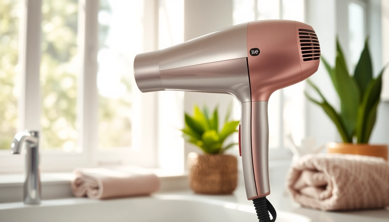 Laifen se Haarföhn auf einem modernen Badezimmerregal, elegant und funktionell.
