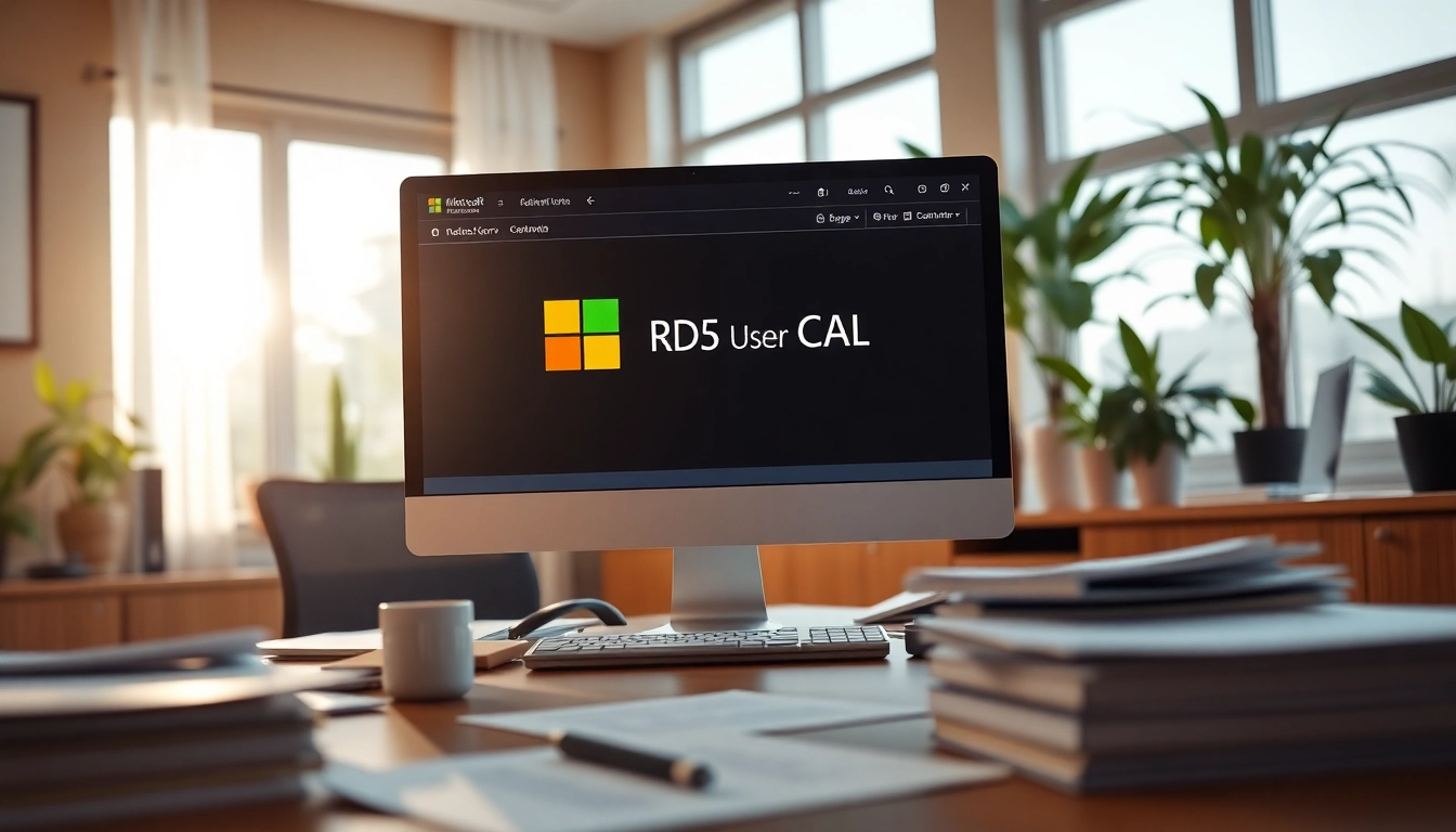Microsoft 2025 RDS User CAL Preis auf einem modernen Computer-Display in einem Büro.