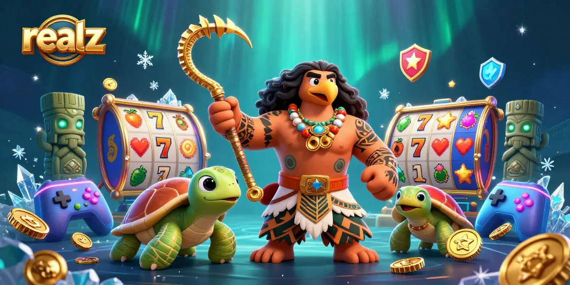 Engage with realz through vibrant slot machines and characters in a richly detailed casino scene.