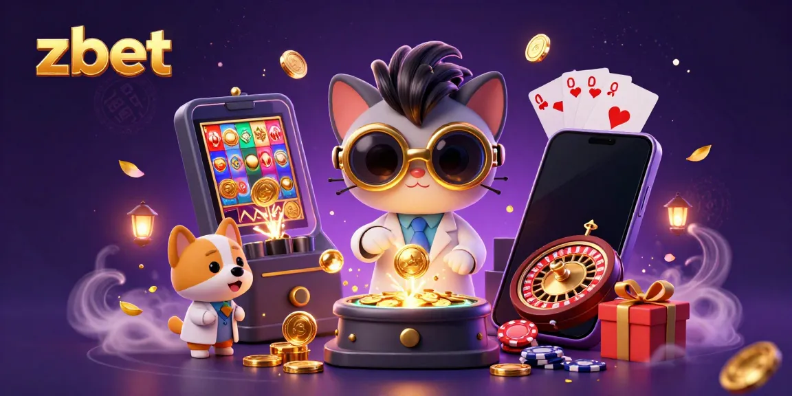 Engage with zbet's 3D cartoon mad scientist and assistant creating a gold-coin-replication machine in a vibrant casino lab.