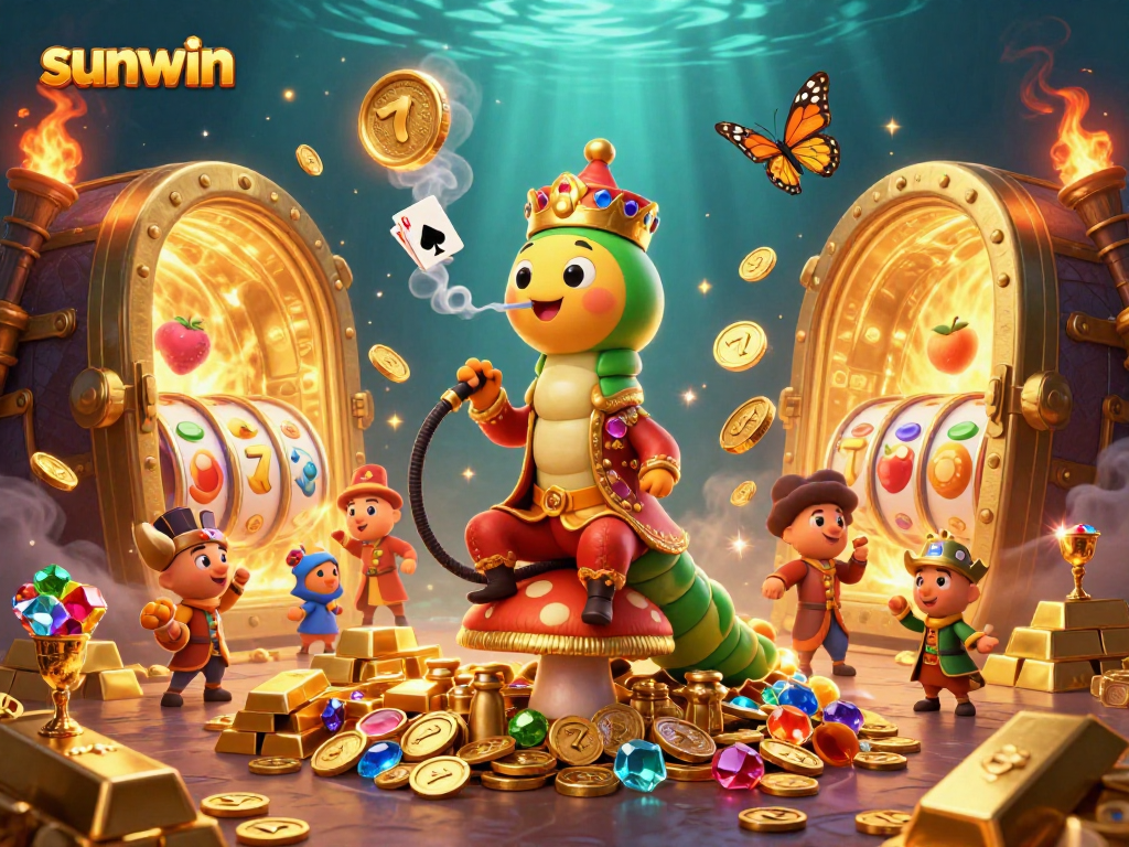 Experience thrilling gameplay with sunwin's captivating slot elements in a dazzling 3D illustration.