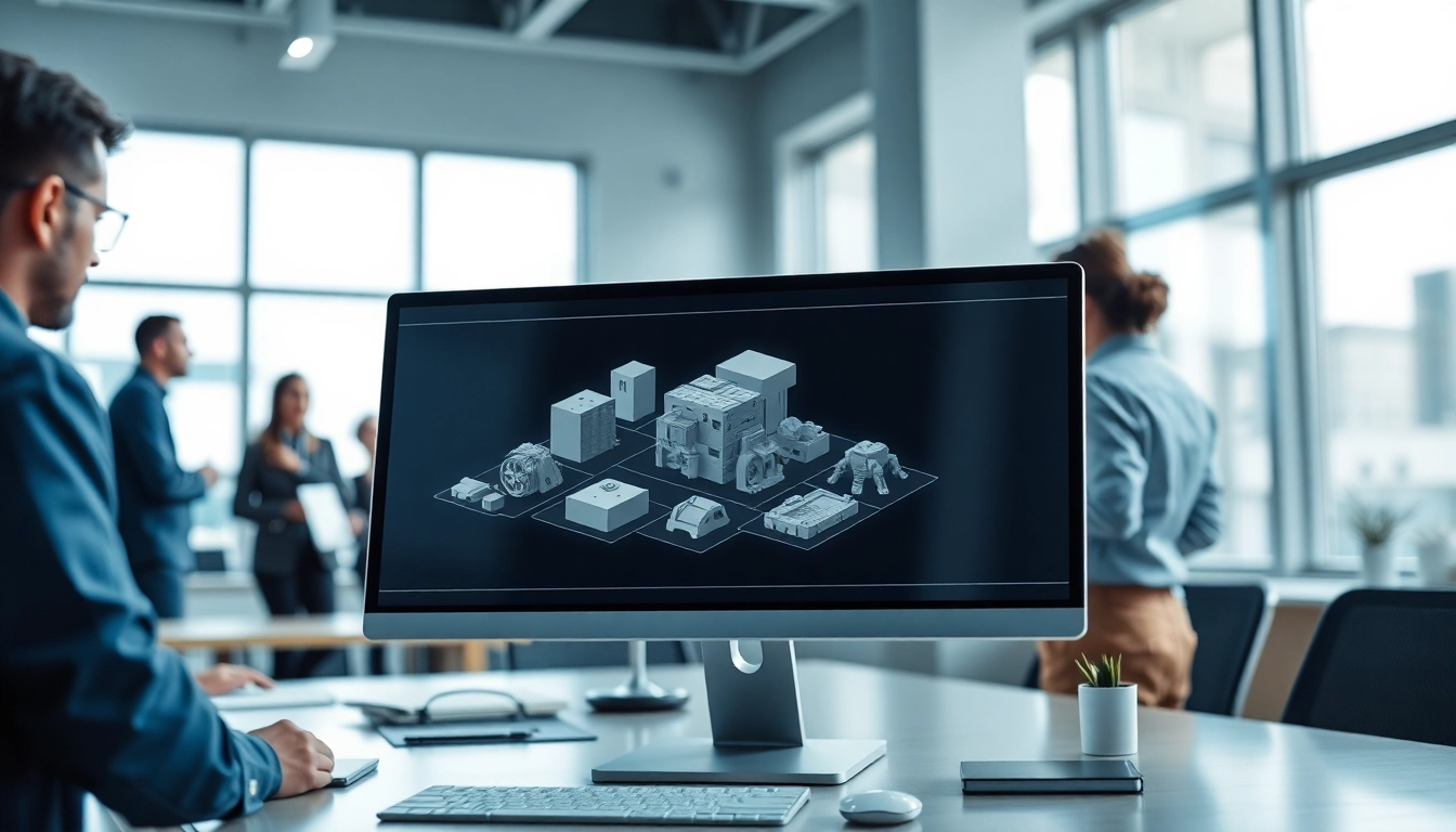 Erleben Sie beeindruckende 3d visualisierung in einem modernen Büroumfeld mit kreativen Teamarbeit.