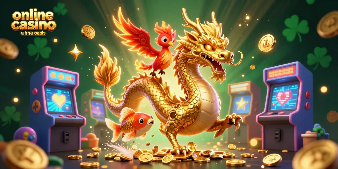 Experience the thrill of online casino ohne oasis with dynamic 3D dragon and phoenix in a vibrant gaming scene.