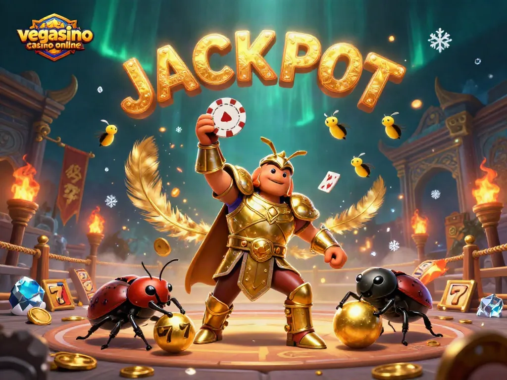 Win big with vegasino casino online in this vibrant 3D illustration showcasing lively characters and winning elements.