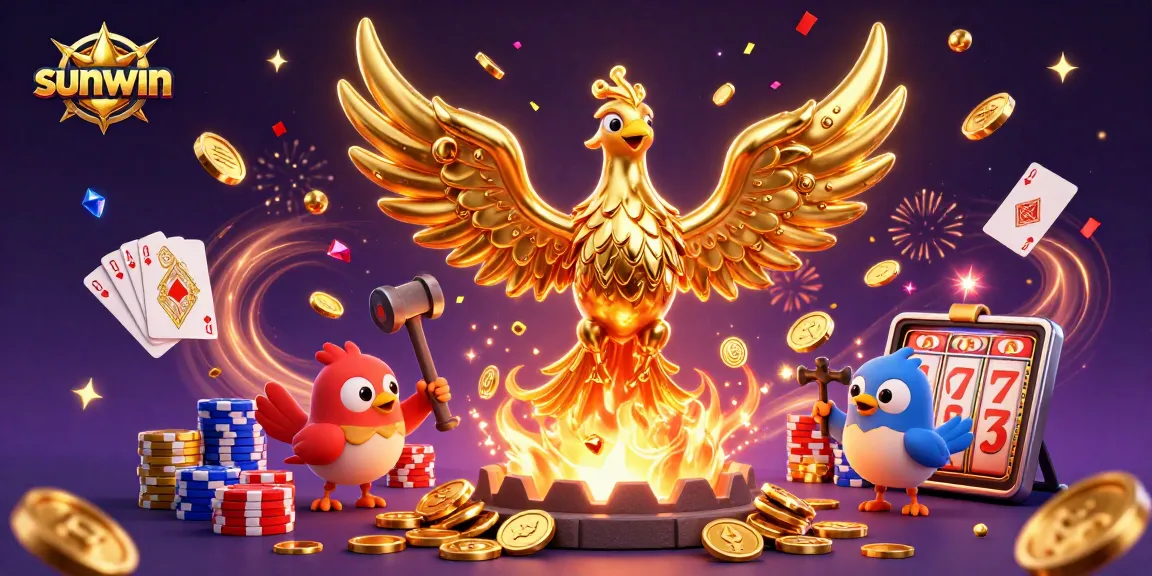 Experience the thrill of sunwin gaming with captivating golden phoenix and casino elements.